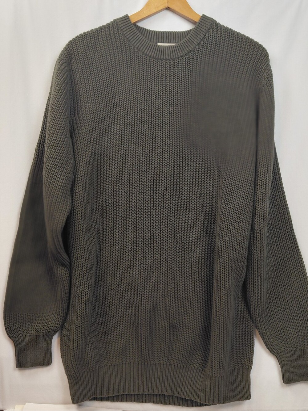 L L Bean Shaker Knit Crewneck Sweater Men's Size XLT Olive Green